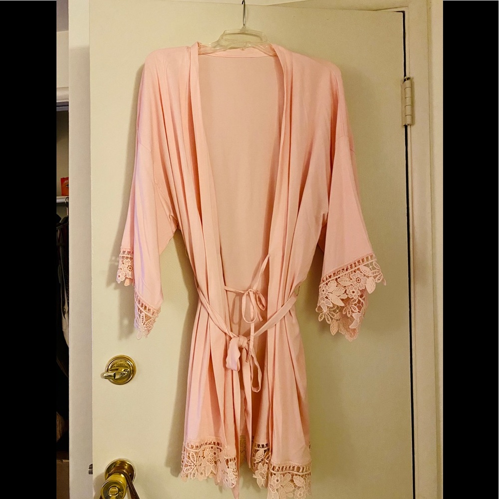 Pink lace robe